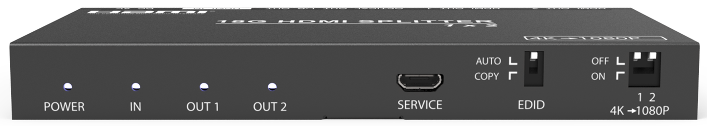 HDMI Splitter with Audio Extractor and Downscaler (HDMI 2.0b)